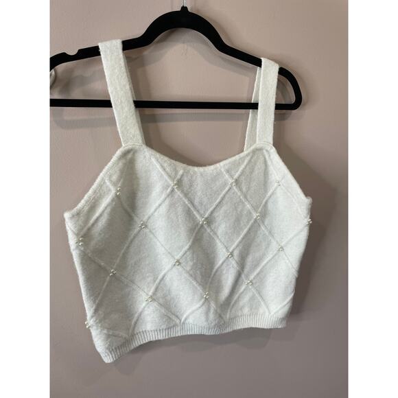 Broadway 38 Wool Blend Embellished Crop Top Size Large - Picture 2 of 6